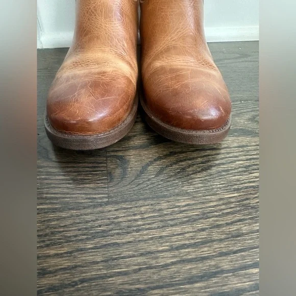 Women's Brown Leather Booties - Picture 6 of 8